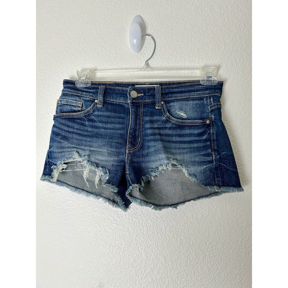 BKE STELLA Mid-Rise Shorts Womens Cut-Off Frayed SZ 30 TAG 25 Dark Denim